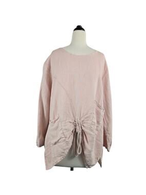 Saga Italy 100% Linen Top Pink Size Large